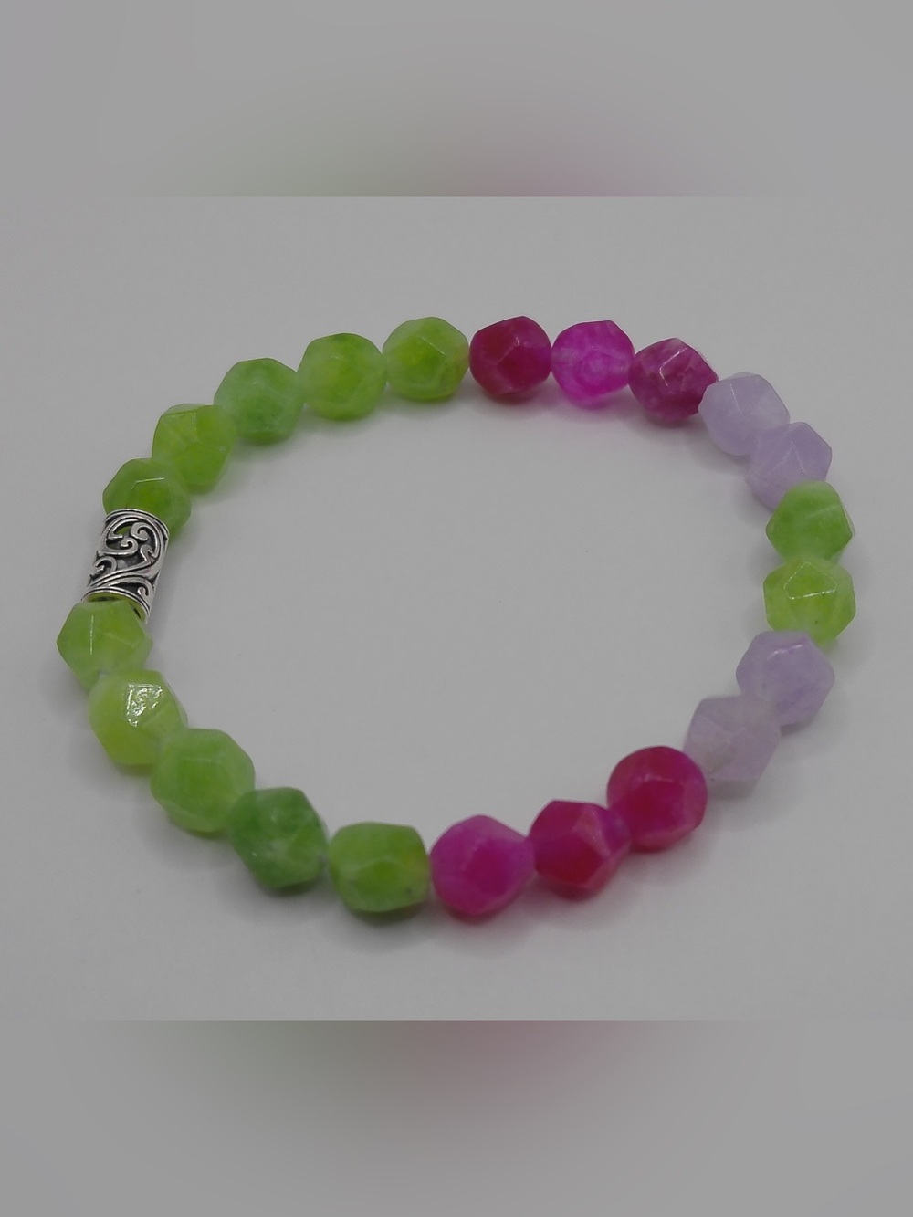 Green, Magenta & Lavender Tourmaline Gemstone Bracelet